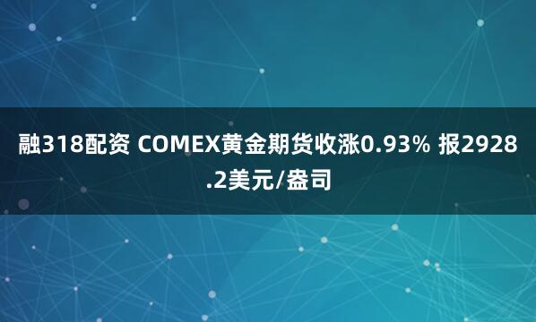 融318配资 COMEX黄金期货收涨0.93% 报2928.2美元/盎司